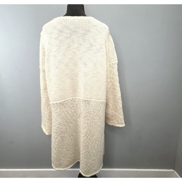 Sundance Neve Duster Cardigan Wool Sweater XL Petite PXL Beige Cream Snap Long - Picture 5 of 7
